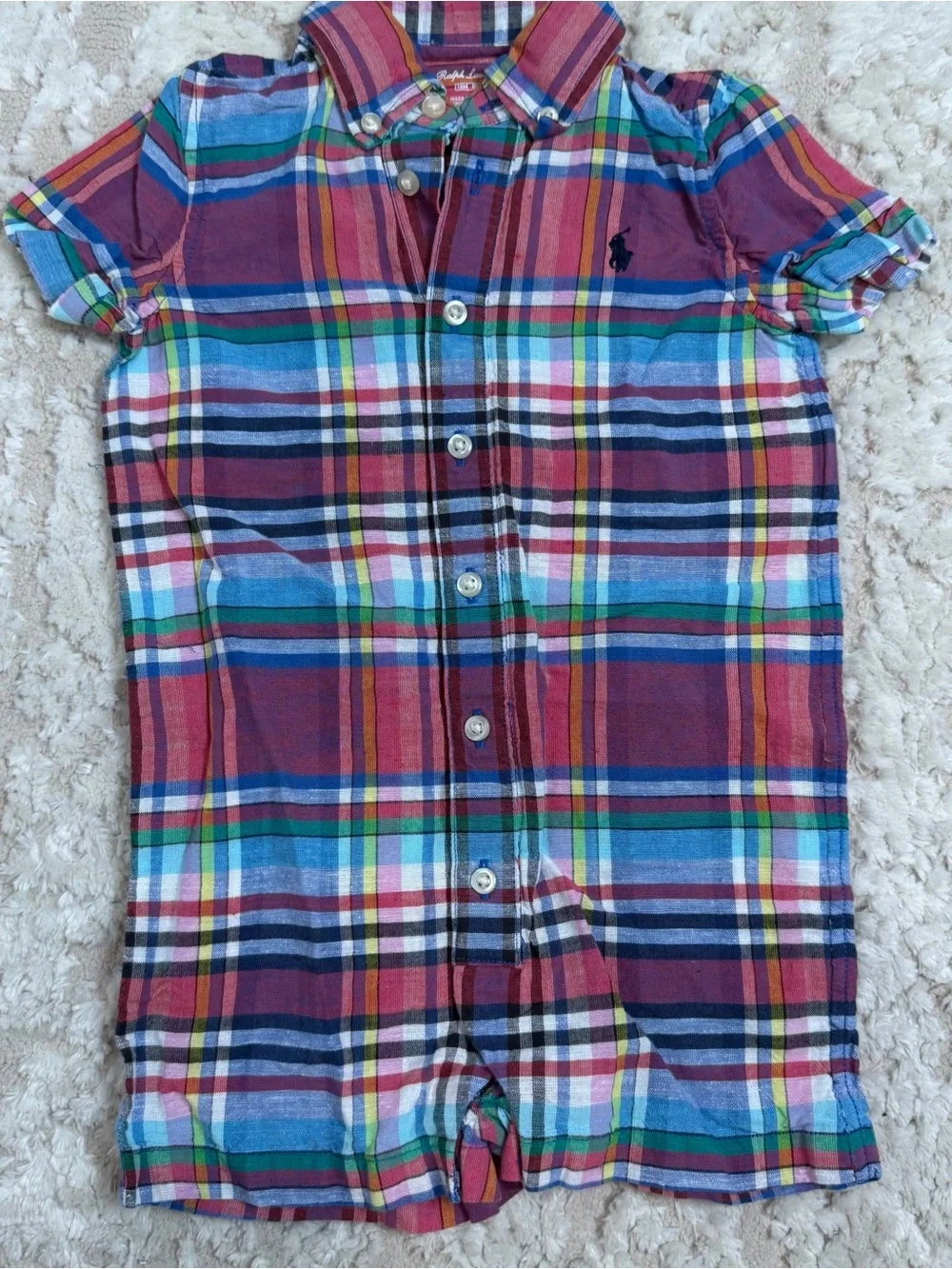 Ralph Lauren Kids Multicolor Plaid Short-Sleeve Romper